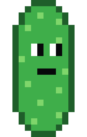 pixel-art cucumber with a calm face